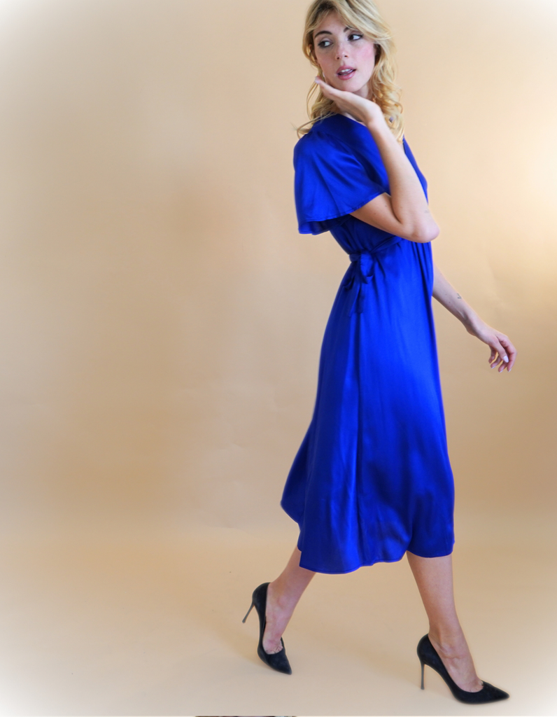 La robe Lourmarin - Bleu roi - En stock - elleanor de provence, garde robe made in france