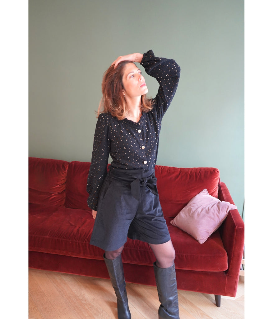 La chemise Amandine - Noire et d'Or - En stock - elleanor de provence, garde robe made in france