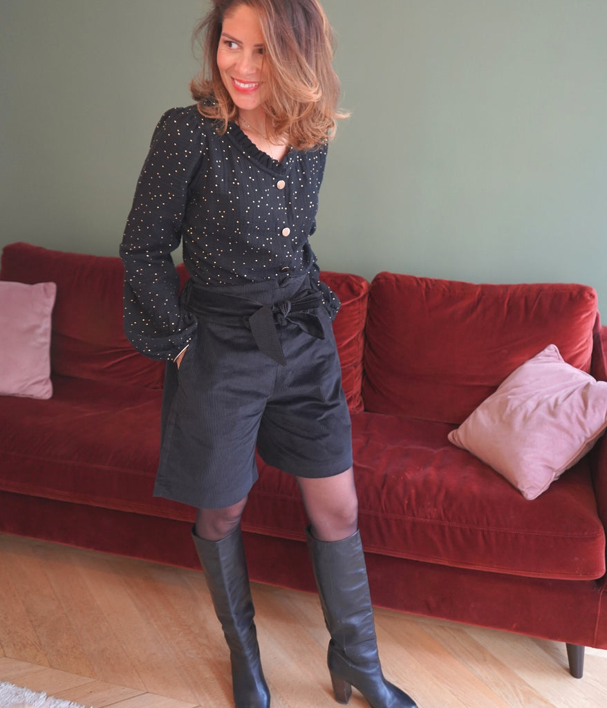 La chemise Amandine - Noire et d'Or - En stock - elleanor de provence, garde robe made in france