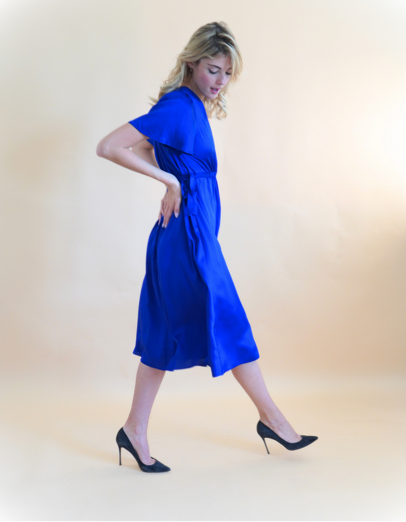 La robe Lourmarin - Bleu roi - En stock - elleanor de provence, garde robe made in france