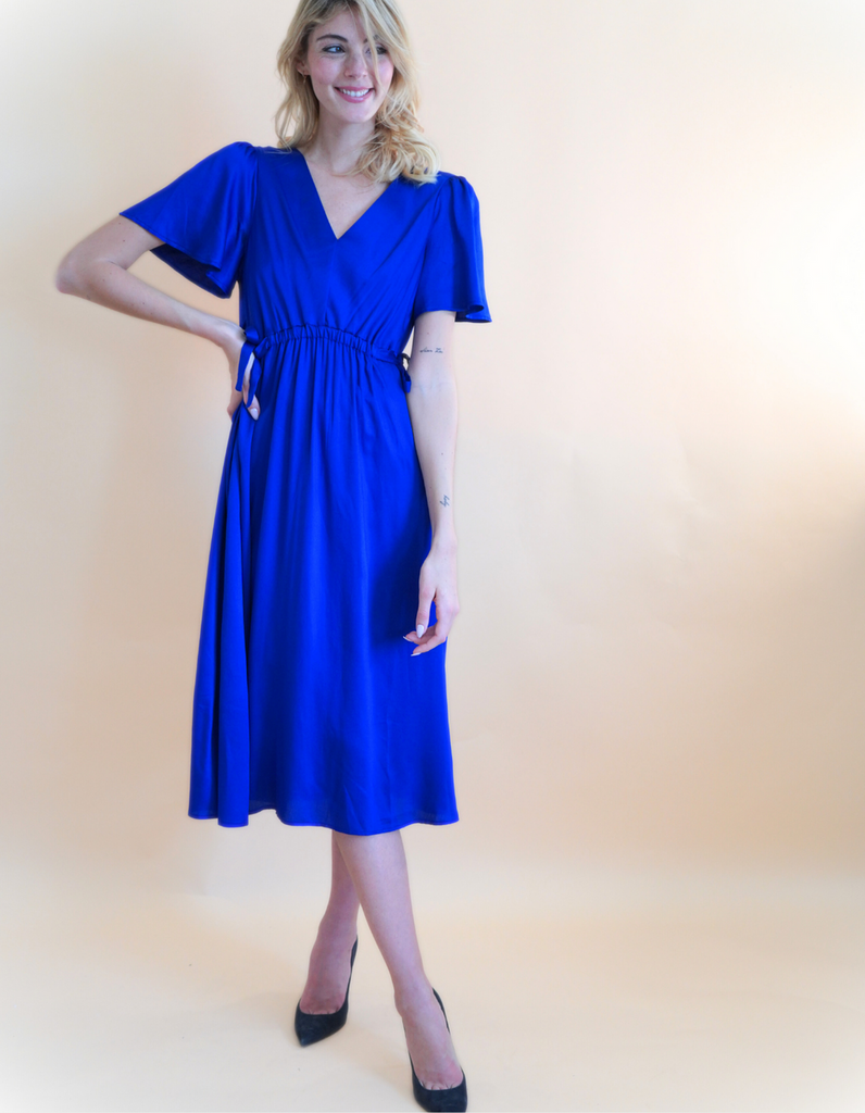 La robe Lourmarin - Bleu roi - En stock - elleanor de provence, garde robe made in france