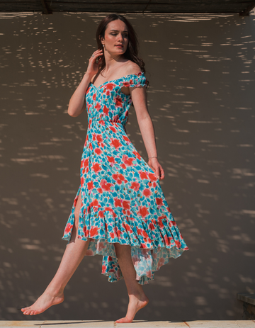 La robe Uzès - Aquarelle - En stock - elleanor de provence, garde robe made in france