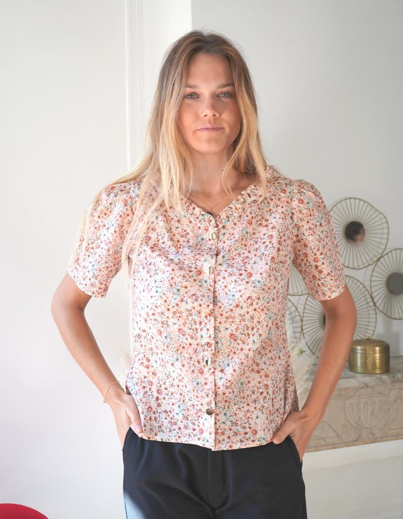 La chemise Amanda fleurie - En stock - elleanor de provence, garde robe made in france