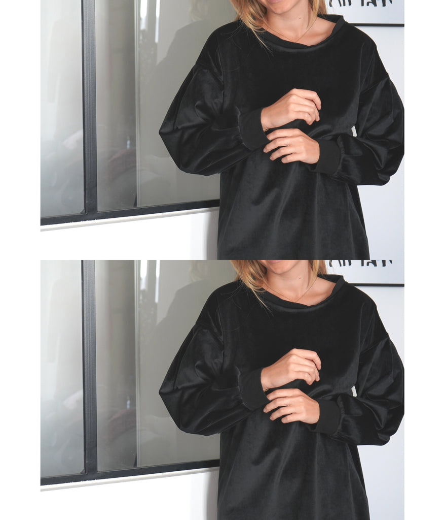 La Robe Sweat Anaïs Noir - elleanor de provence, garde robe made in france