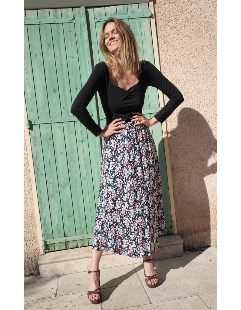 La Jupe longue Èze - Fleurs d'Azur - Personnalisable - elleanor de provence, garde robe made in france
