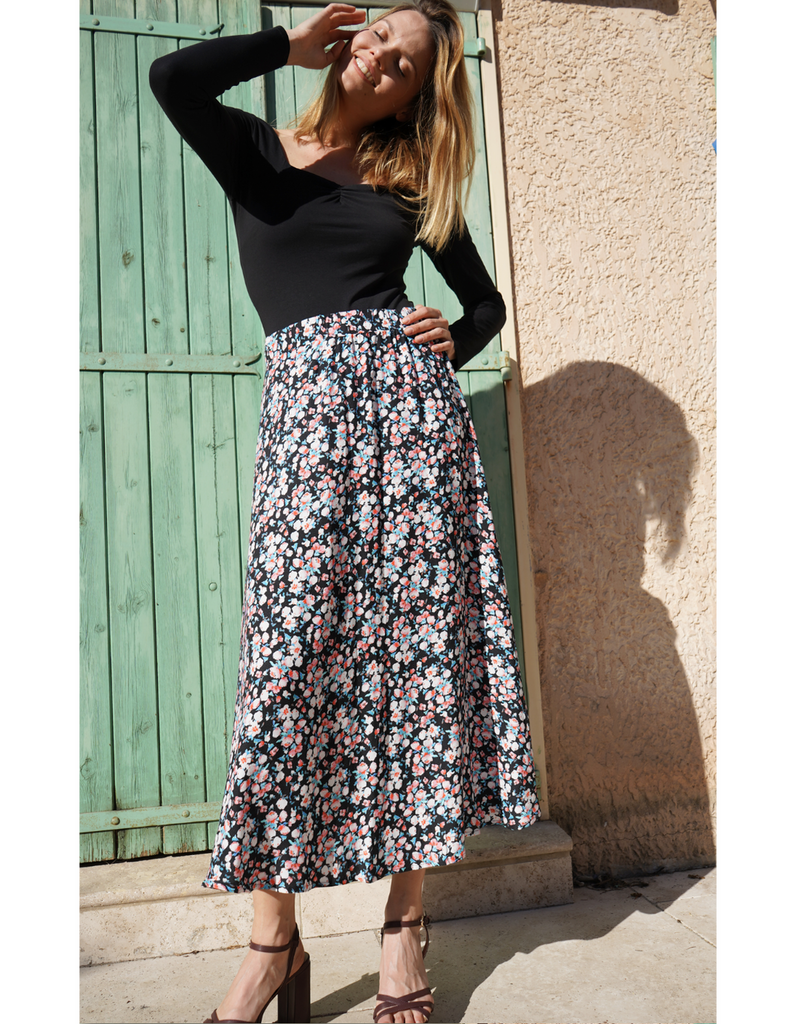 La Jupe longue Èze - Fleurs d'Azur - Personnalisable - elleanor de provence, garde robe made in france