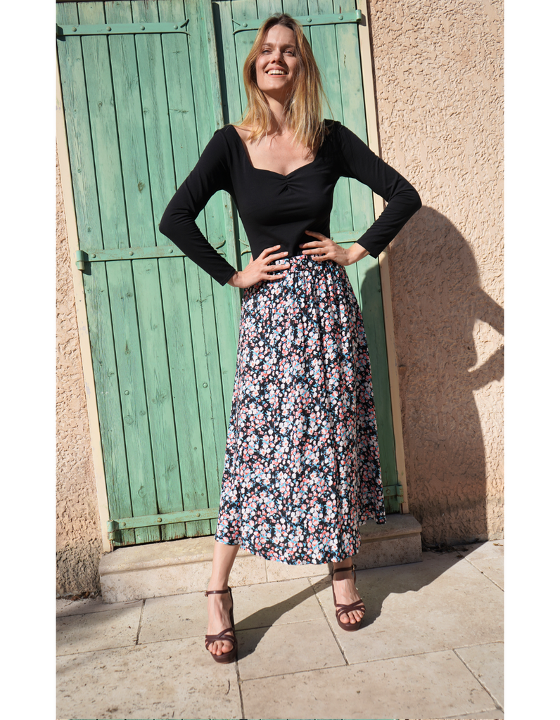 La Jupe longue Èze - Fleurs d'Azur - Personnalisable - elleanor de provence, garde robe made in france